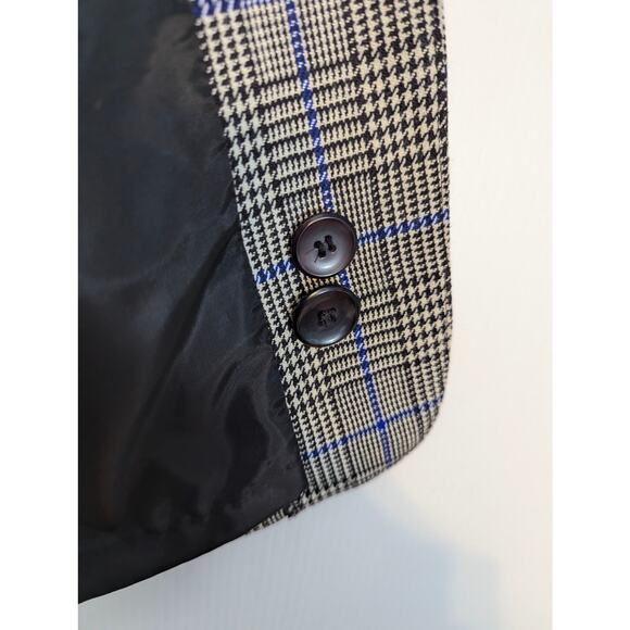 Pendleton Blazer Wool Black White Houndstooth Blue Windowpane Vintage 80's - Picture 7 of 11